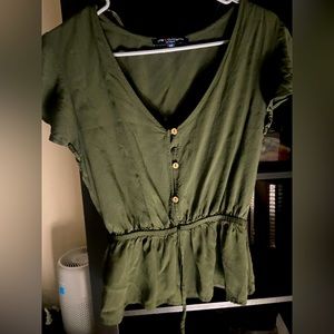 Buttoned sinch waist tank top